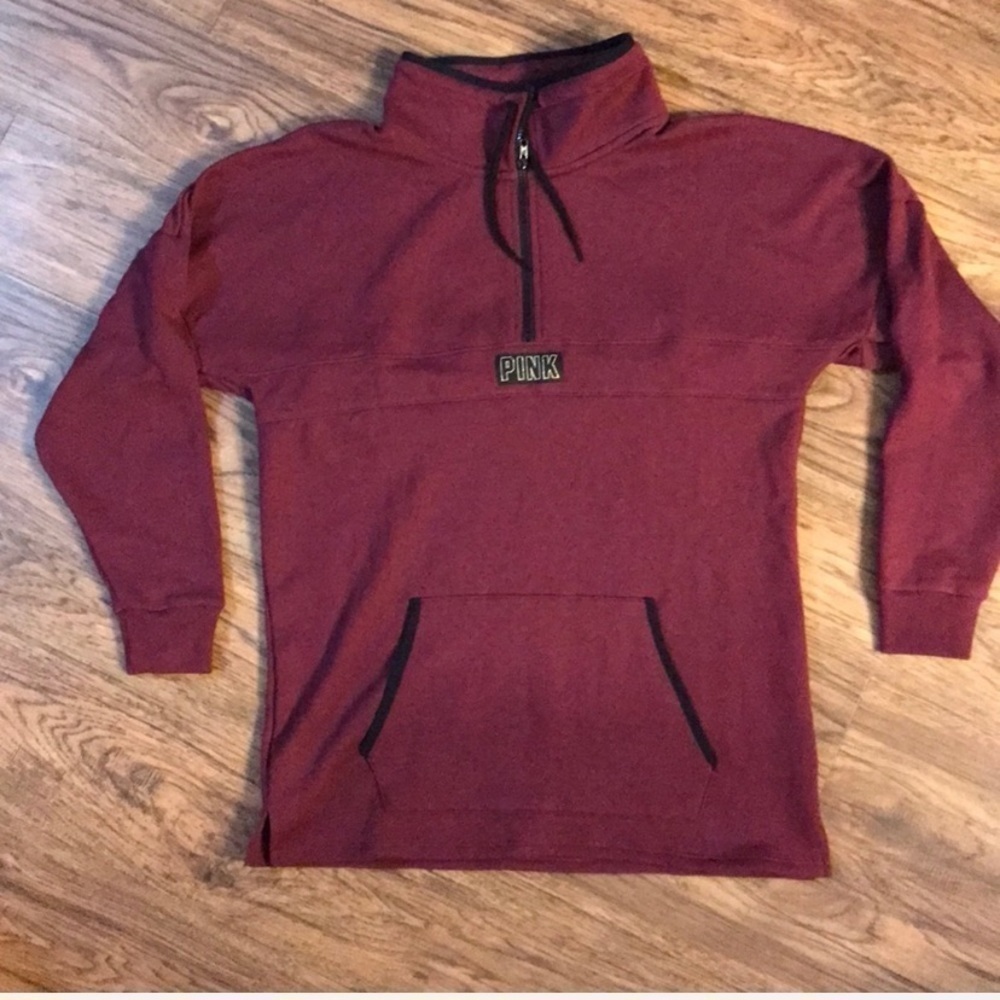 VS PINK Varsity Quarter Zip Sweatshirt Size Small